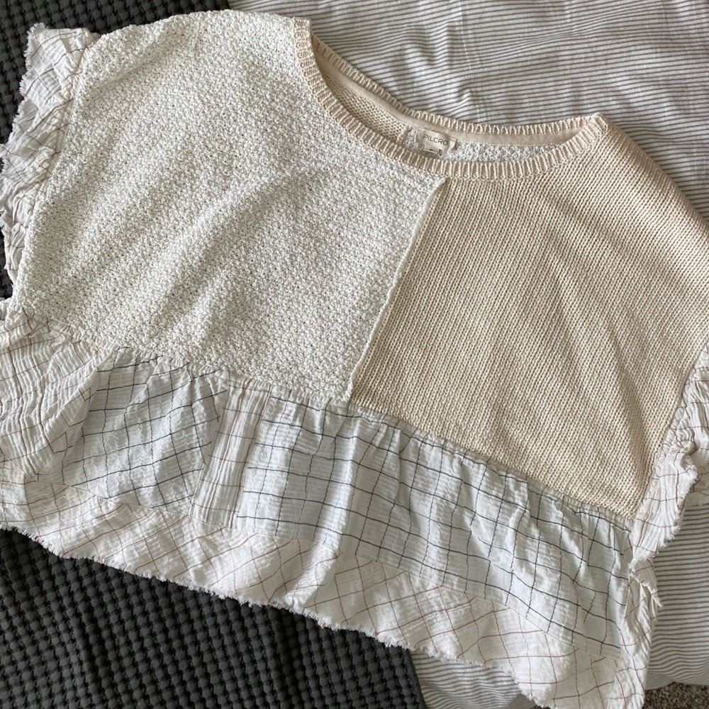 Pilcro - Boxy Oversized Cropped Short Sleeve Sweater Top - M